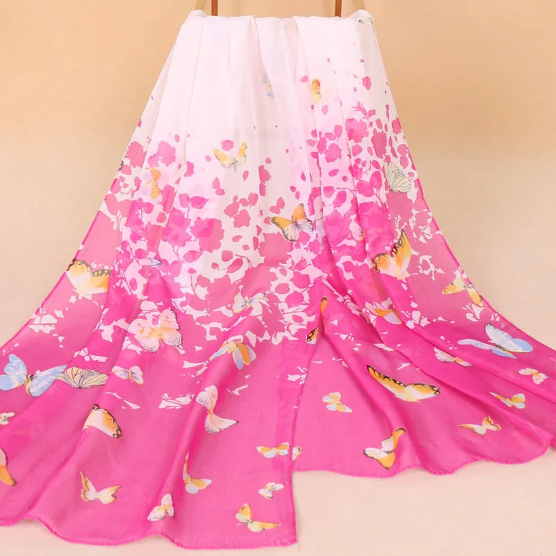 Foulard Soie Mousseline Luxe Femme - Écharpe Tête Plage Bandana Hijab Été