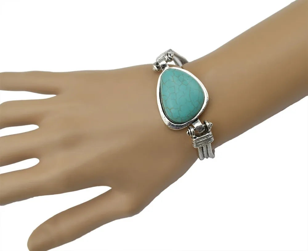 Bracelet Jonc Ethnique Tribal Turquoise - Inspiration Indienne et Africaine