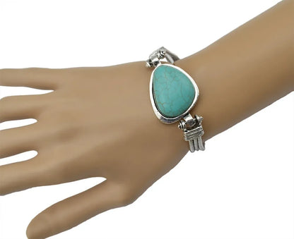 Bracelet Jonc Ethnique Tribal Turquoise - Inspiration Indienne et Africaine