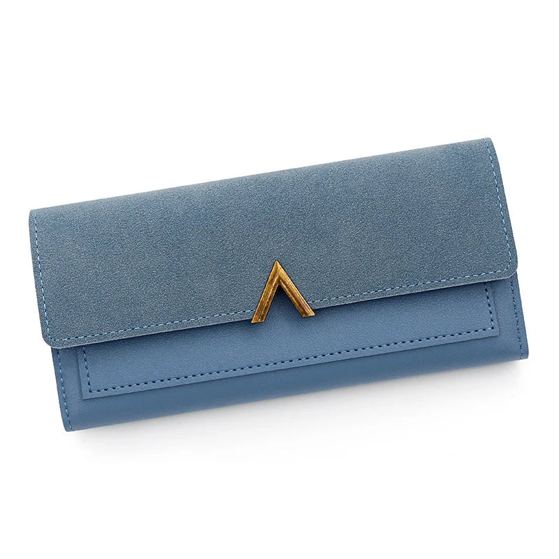 Portefeuille Femme Long Cuir PU Trifold Rose - Porte-Carte Multi-Emplacements Clutch Bag Fashion Simple