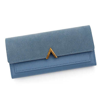 Portefeuille Femme Long Cuir PU Trifold Rose - Porte-Carte Multi-Emplacements Clutch Bag Fashion Simple
