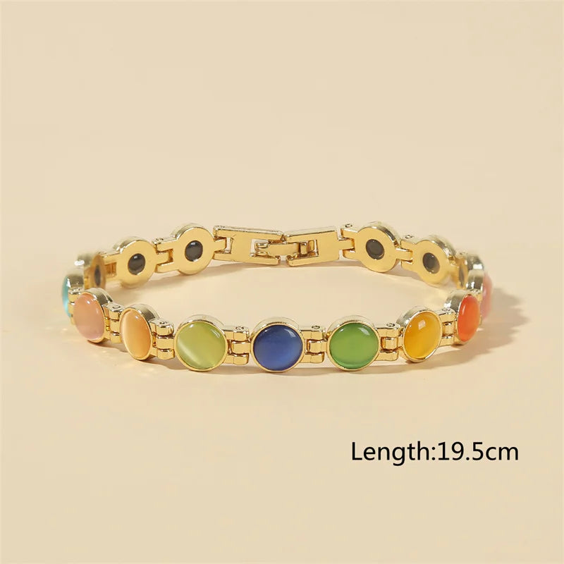 Bracelet Opale Magnétique Plaqué Or 18K – Énergie & Charme Femme