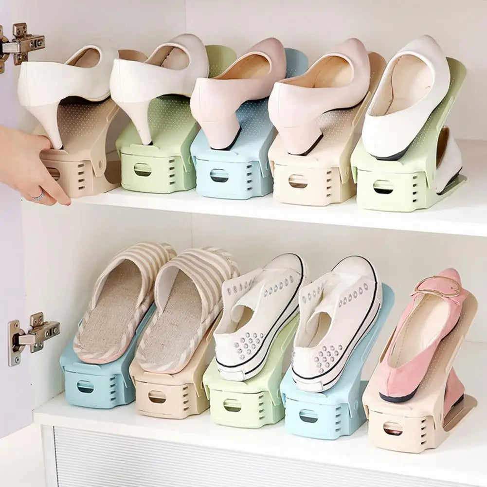 Range-Chaussures Ajustable Double-Couche - Organisateur Rangement Économie Espace 2/4/8pcs