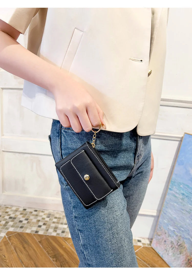 Portefeuille Femme RFID Blocking Trifold Multi-Cartes - Porte-Monnaie Zippé Porte-Clés Sécurisé