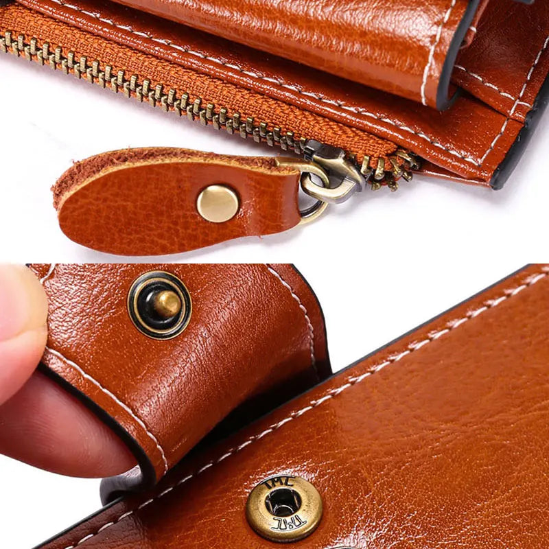 Portefeuille Femme RFID Cuir Véritable Long - Porte-Monnaie Zipper Porte-Cartes Luxe