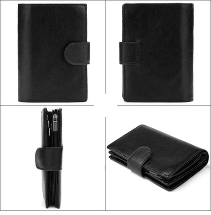Portefeuille Homme Court Cuir Véritable Luxe - Porte-Cartes ID Multifonction Unisexe