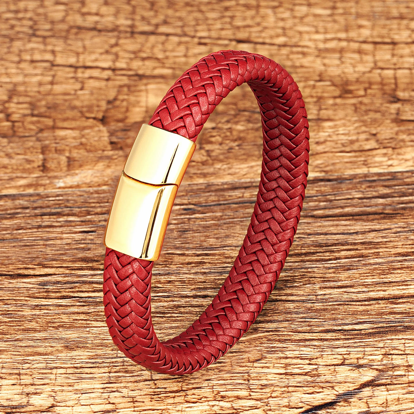 Bracelet Corde Cuir Tressé Homme – Fermoir Magnétique Acier Inoxydable