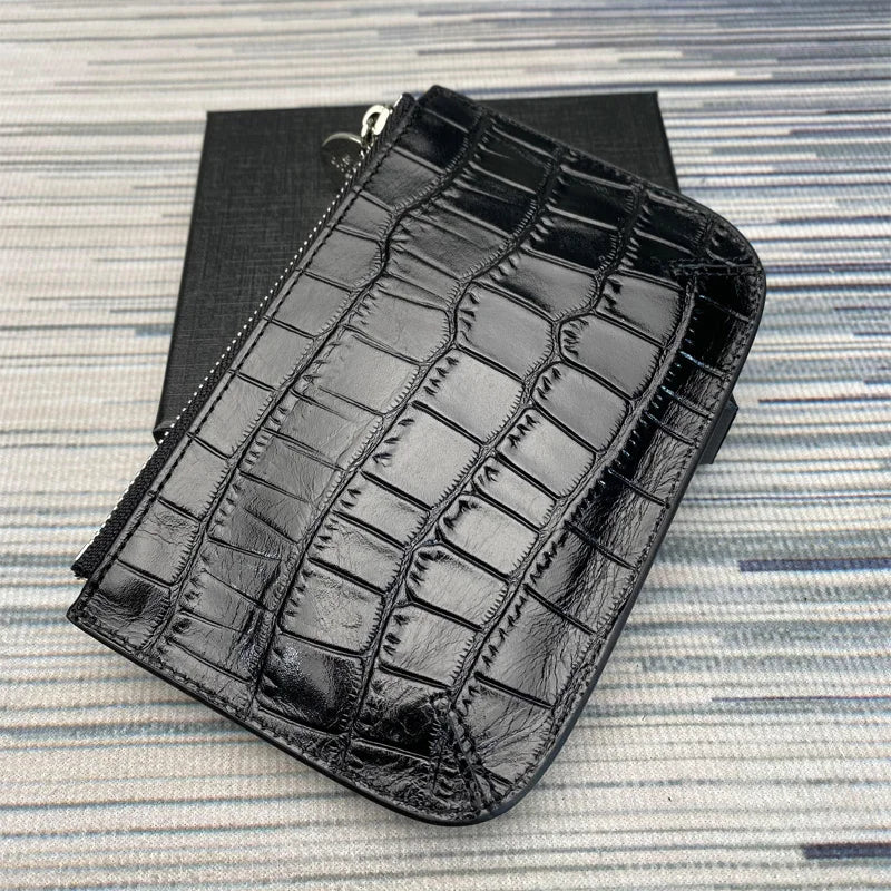 Porte-Monnaie Femme Cuir Véritable Zippé - Mini Portefeuille Homme Compact pour Pièces et Cartes Bancaires
