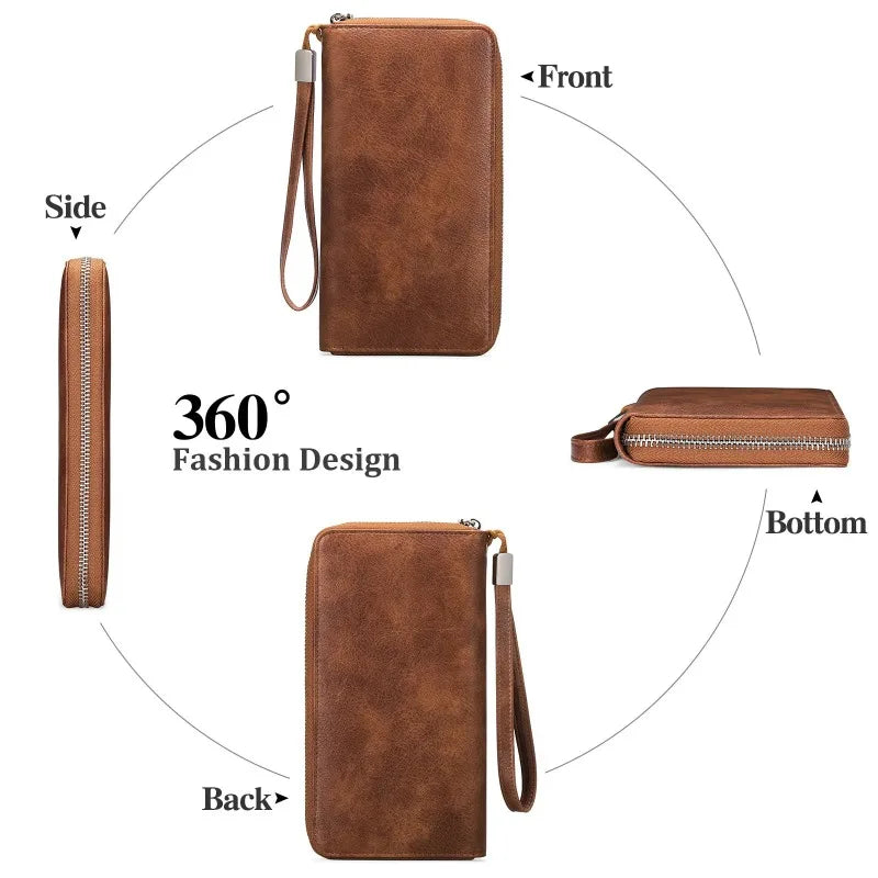 Portefeuille Femme Vintage RFID - Grande Capacité Cuir PU avec Porte-Cartes