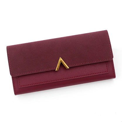 Portefeuille Femme Long Cuir PU Trifold Rose - Porte-Carte Multi-Emplacements Clutch Bag Fashion Simple