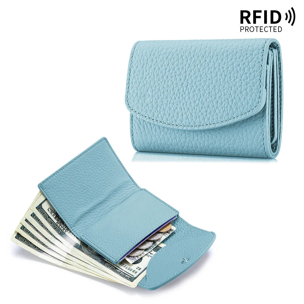 Portefeuille Femme Cuir Véritable Court Japonais - Compact Pliable avec Porte-Carte et Compartiment Billets