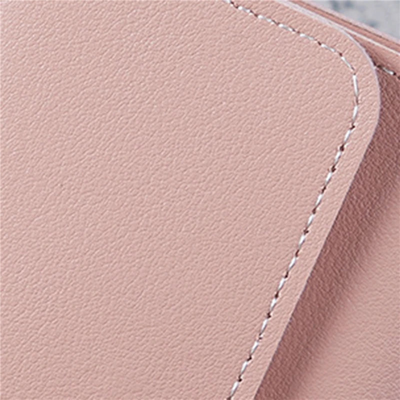 Portefeuille Femme Compact Rose - Mini Porte-Monnaie Cuir PU avec Fermoir et Compartiment Pièces