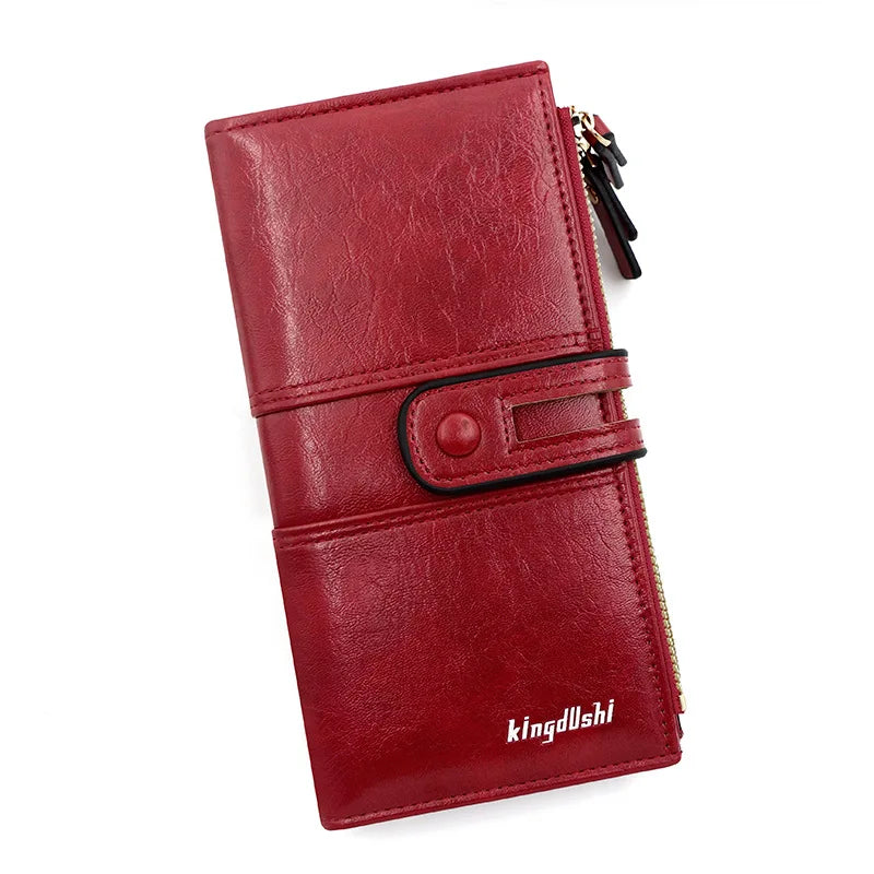 Portefeuille Long Femme Cuir PU Grande Capacité - Porte-Cartes Fermeture Éclair Fashion