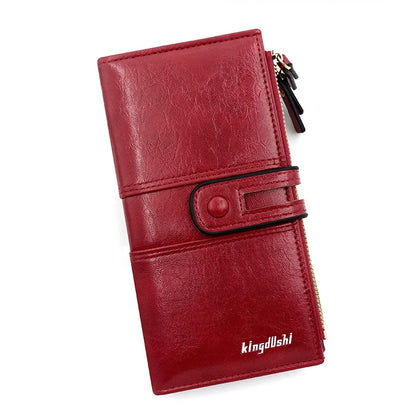 Portefeuille Long Femme Cuir PU Grande Capacité - Porte-Cartes Fermeture Éclair Fashion