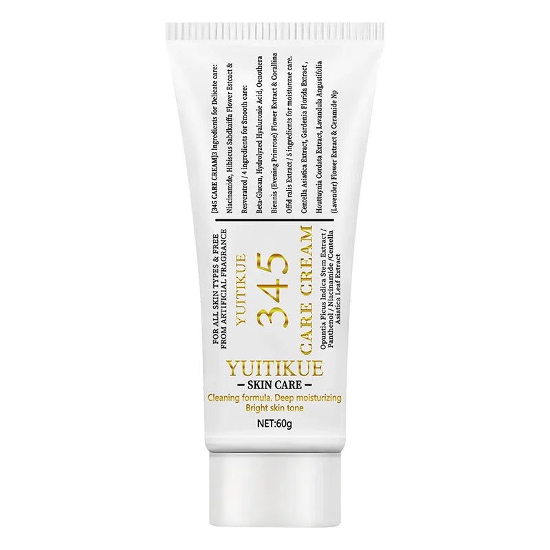 Crème Soin 345 Care 60g - Hydratante Raffermissante Lissante Légère Non-Grasse Sans Parfum Tous Types Peau