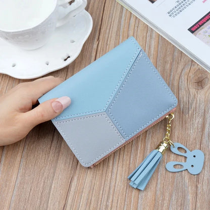 Portefeuille Femme Court Cuir PU Noir - Porte-Monnaie Pliable Compact avec Porte-Cartes