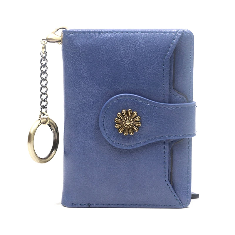 Portefeuille Femme Cuir Rétro Rouge - Porte-Monnaie Court Bifold avec Porte-Cartes Détachable