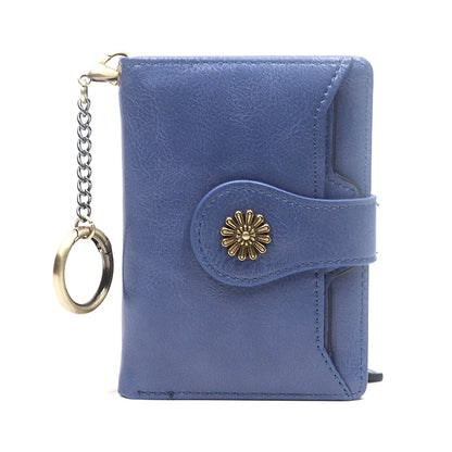 Portefeuille Femme Cuir Rétro Rouge - Porte-Monnaie Court Bifold avec Porte-Cartes Détachable