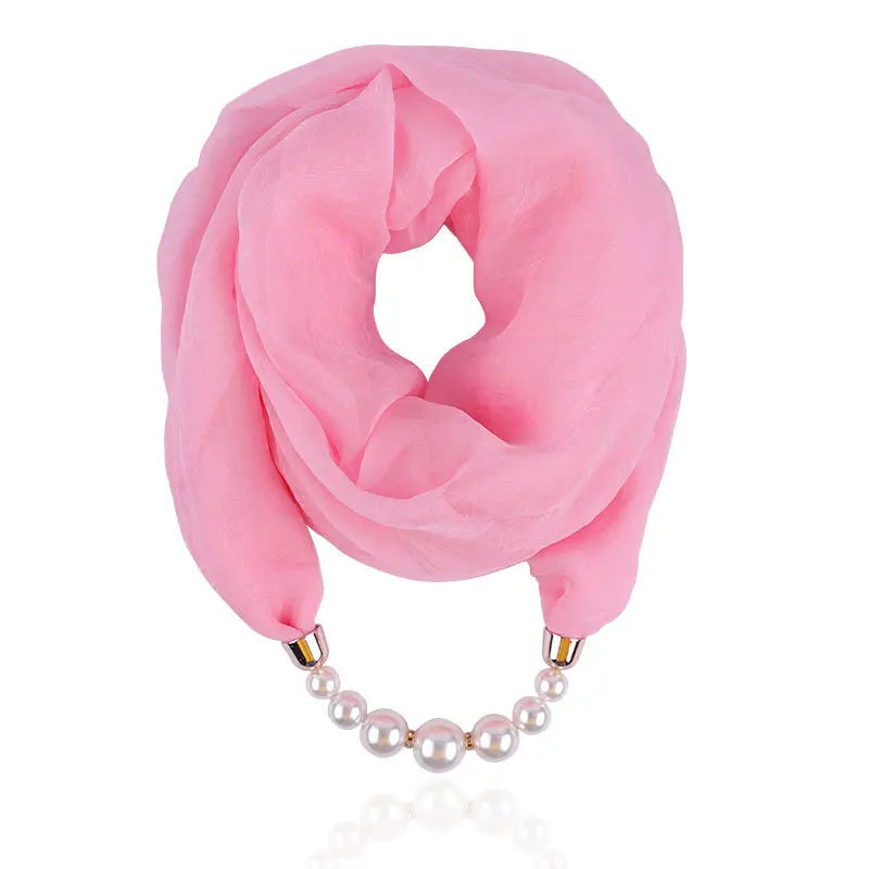 Foulard Collier Pendentif Couleur Unie Femme - Écharpe Neckerchief Bijou Hijab Accessoire