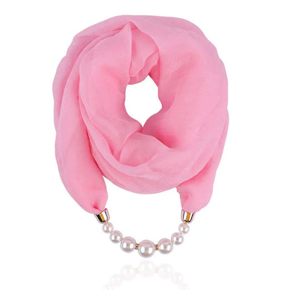 Foulard Collier Pendentif Couleur Unie Femme - Écharpe Neckerchief Bijou Hijab Accessoire