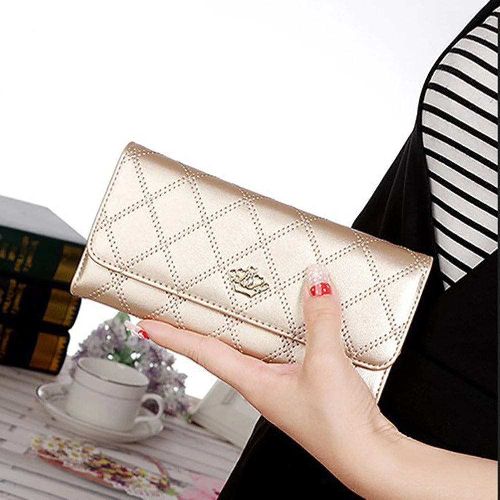 Portefeuille Long Femme Rose Carreaux - Porte-Monnaie Téléphone Hasp Mignon