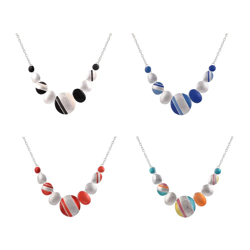 Collier Ethnique Femme Coloré - Pendentif Rond Vintage Choker Bijoux