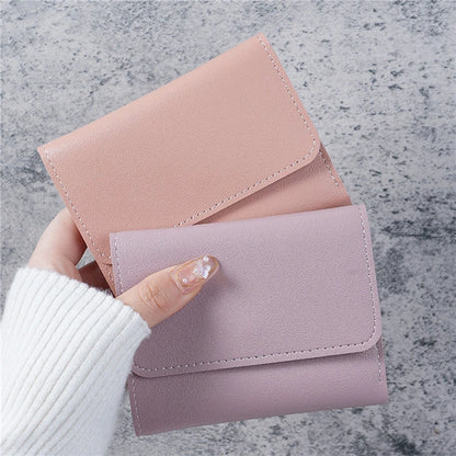 Portefeuille Femme Compact Rose - Mini Porte-Monnaie Cuir PU avec Fermoir et Compartiment Pièces