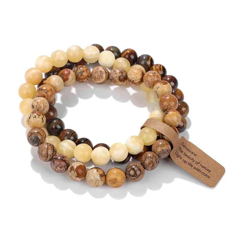 Bracelet Multi-Rangs en Pierres Naturelles et Cristaux - Améthyste