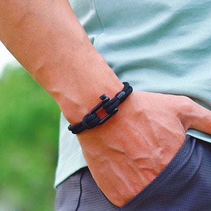 Bracelet en Corde Tressée Double Couche Fait Main - Style Milan 4mm pour Homme