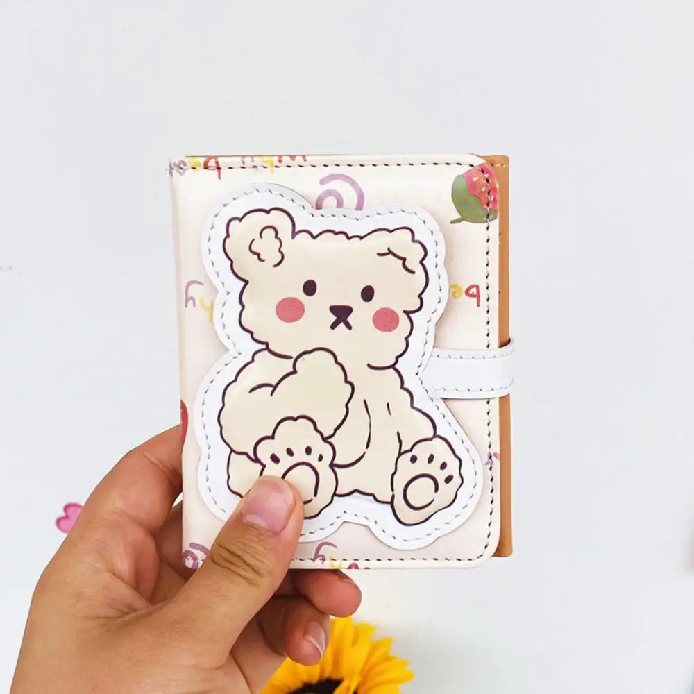 Portefeuille Femme Court Ourson Kawaii - Porte-Monnaie Cartoon Mignon Trifold Porte-Carte Étudiant