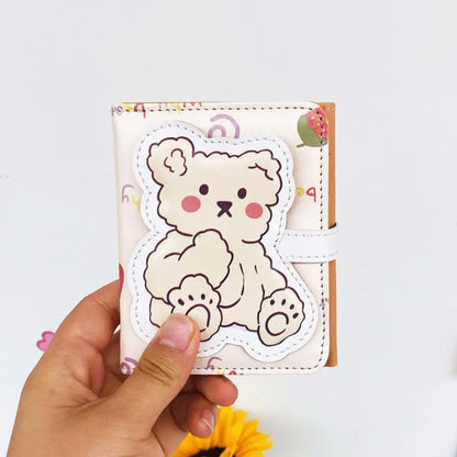 Portefeuille Femme Court Ourson Kawaii - Porte-Monnaie Cartoon Mignon Trifold Porte-Carte Étudiant