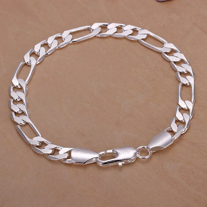 Bracelet Figaro Argent Sterling 925 6-8mm - Chaîne 20cm Femme Homme Mariage Qualité Premium
