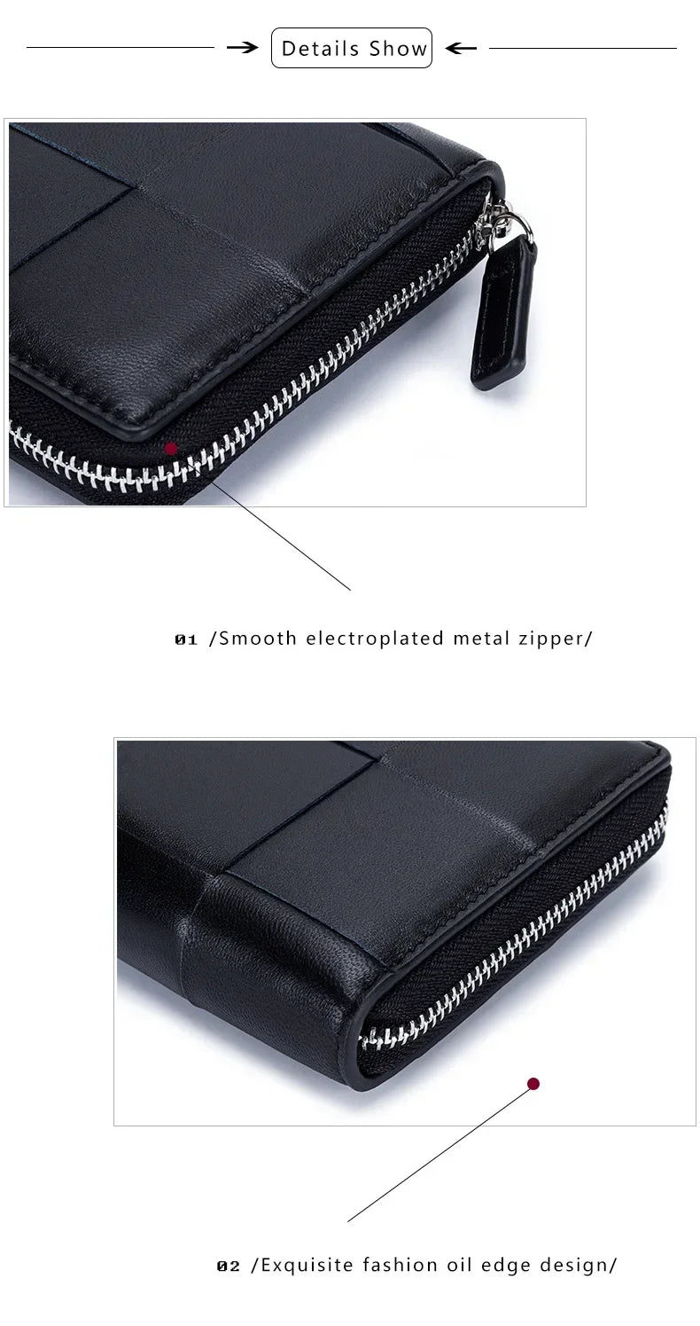 Portefeuille Femme Cuir Véritable Long - Porte-Monnaie Luxe Design Clutch Cadeau