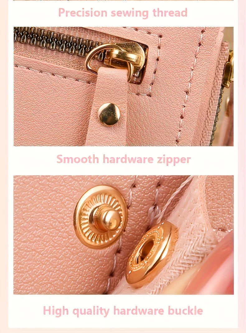 Portefeuille Femme Rouge Pliable avec Zip - Porte-Cartes Boucle et Fenêtre ID