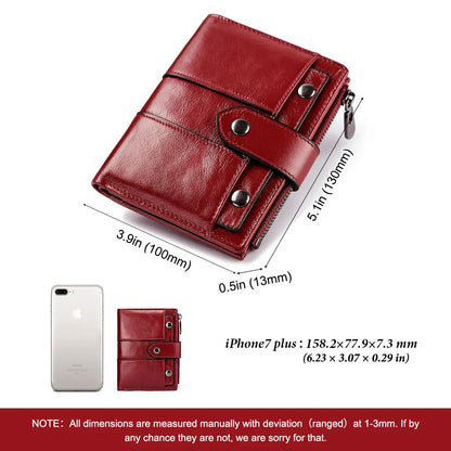 Portefeuille Femme Cuir Véritable RFID - Pochette Court avec Fenêtre ID
