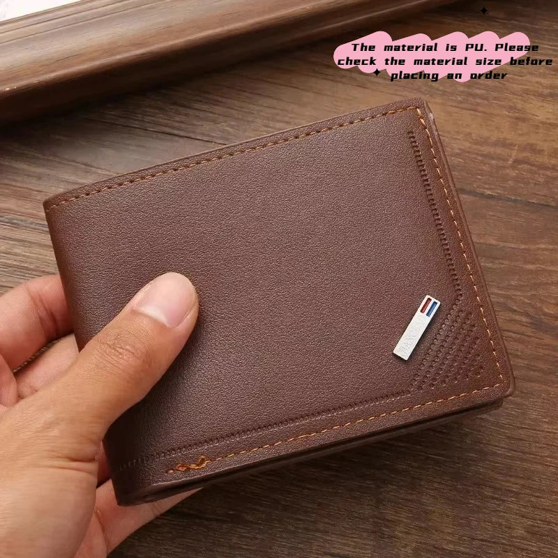 Portefeuille Homme Cuir Court Minimaliste - Wallet Pliable Fin Compact Coffee
