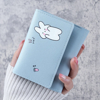 Portefeuille Femme Cartoon Cuir PU - Porte-Cartes Tri-Fold Multi-Emplacements