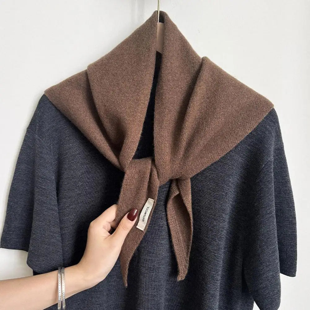 Foulard Triangle Laine 100% Niche Britannique Coréen - Écharpe Tricotée Multifonction Femme