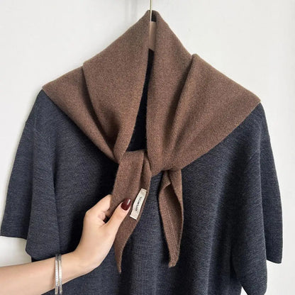 Foulard Triangle Laine 100% Niche Britannique Coréen - Écharpe Tricotée Multifonction Femme