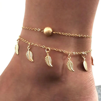 Chaîne de Cheville Bohème Perles Étoiles Pompons – Bracelet Pied Vintage Femme