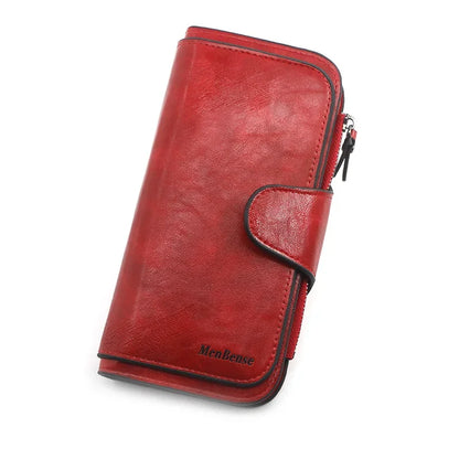 Portefeuille Femme Cuir Vintage Tri-Fold - Wallet Porte-Téléphone Coin Purse Carteira Feminina