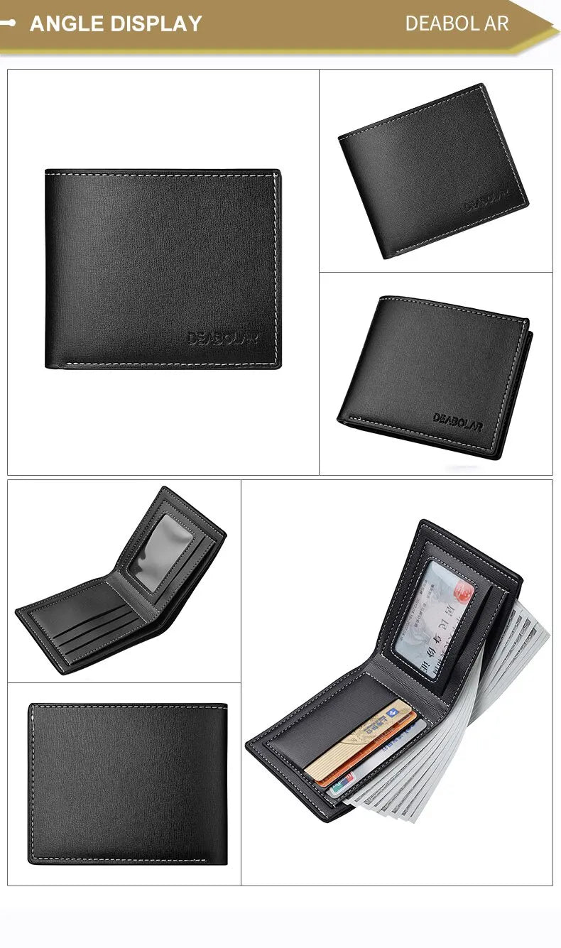 Portefeuille Homme Cuir PU Court Slim - Porte-Cartes Pliable Jeune Homme