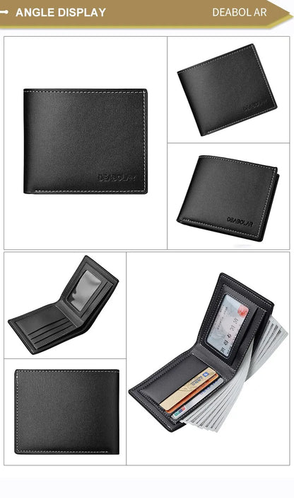 Portefeuille Homme Cuir PU Court Slim - Porte-Cartes Pliable Jeune Homme