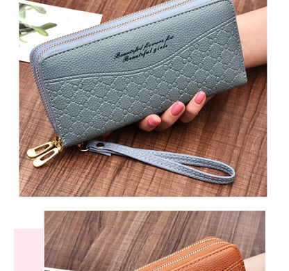 Portefeuille Long Femme Double Fermeture Éclair - Clutch Grande Capacité Cuir Europe