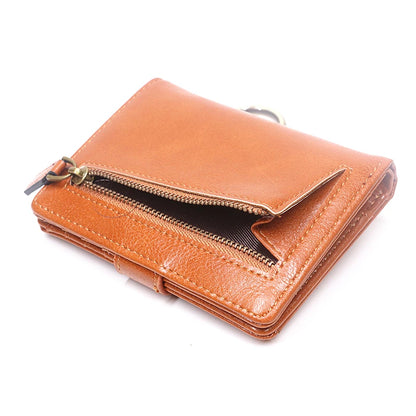 Portefeuille Femme Cuir Rétro Rouge - Porte-Monnaie Court Bifold avec Porte-Cartes Détachable