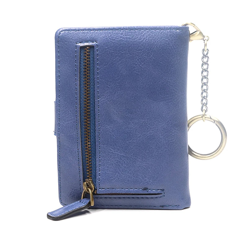 Portefeuille Femme Cuir Rétro Rouge - Porte-Monnaie Court Bifold avec Porte-Cartes Détachable