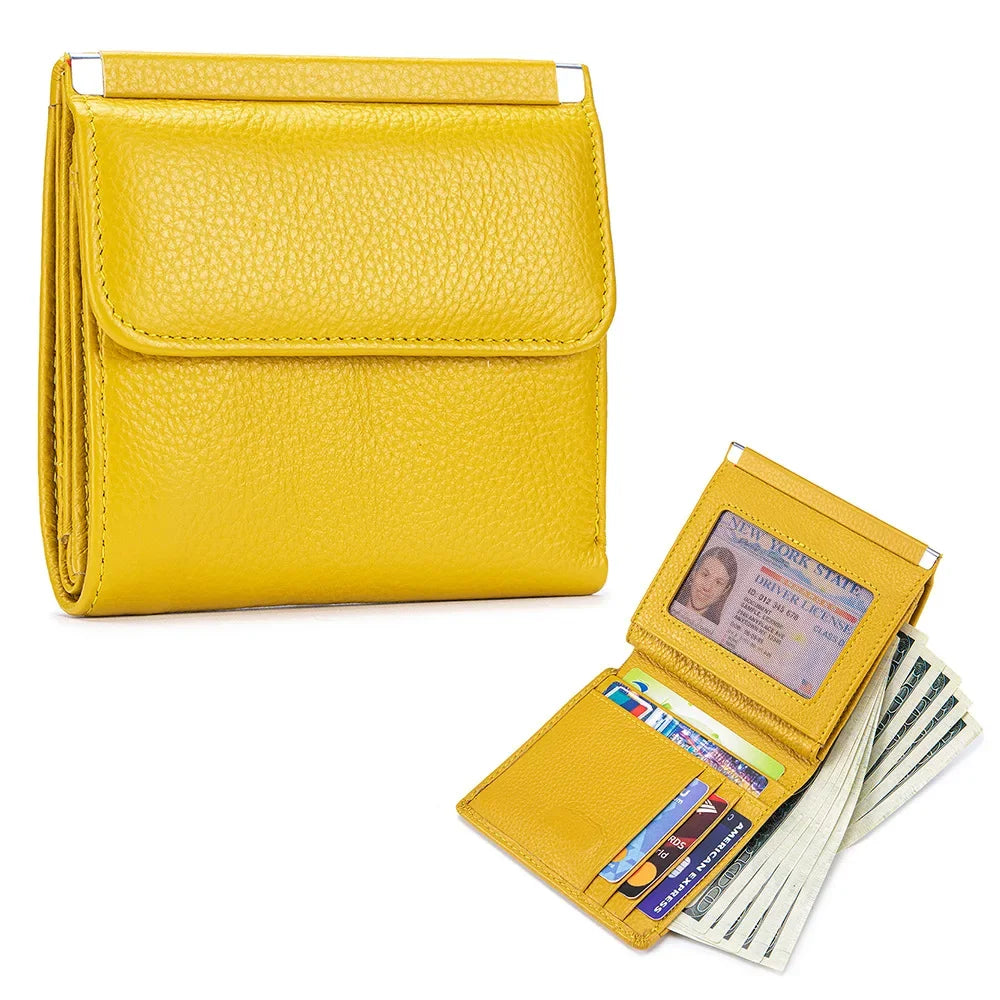 Portefeuille Femme Bifold Cuir Véritable Compact - Porte-Monnaie Slim Court Lovers