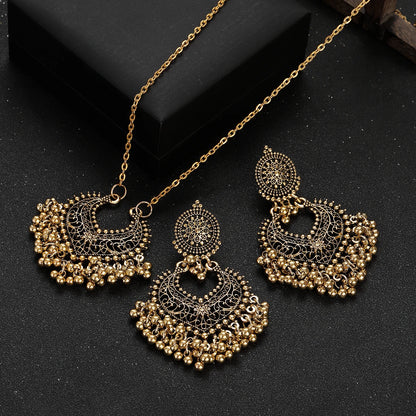 Ensemble Bijoux Indien Perles Pompons Doré – Collier Boucles Vintage
