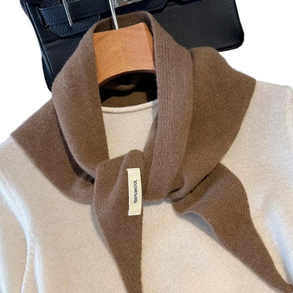 Foulard Triangle Laine 100% Niche Britannique Coréen - Écharpe Tricotée Multifonction Femme
