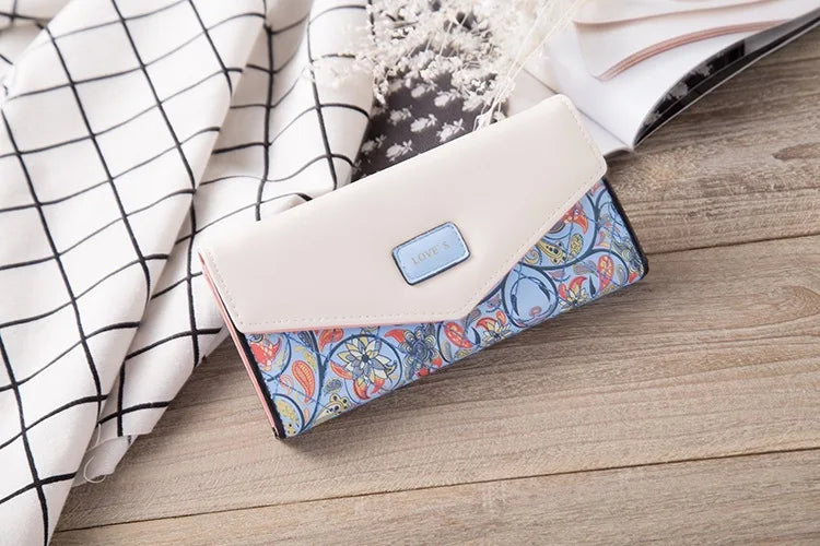 Portefeuille Pochette Femme Enveloppe Grande Capacité - Porte-Monnaie Long Cuir PU Bouton Clutch Élégant
